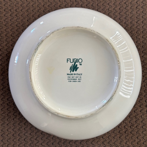 Furio Christmas Tree Serving Bowl Made in Italy Sponge Paint Bulbs Holiday - Picture 2 of 3